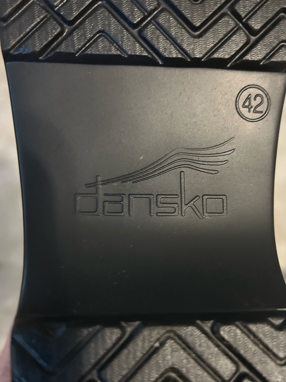 Dansko slip on clogs. Shiny, black, silver, & blue, leather. - Picture 8 of 10